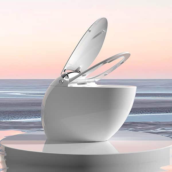 Elongated Bidet Toilet 1.28 GPF Smart Toilet with Powerful Flush Foot Sensor Operation Heat Seat Warm Water In White
