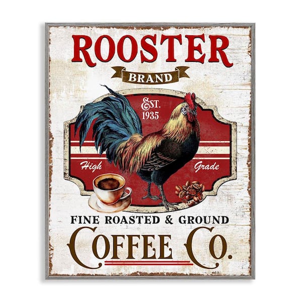 Rooster Brand Coffee Co by Creatif Belle Gray Framed Food Giclee Art Print 20 in. x 16 in.