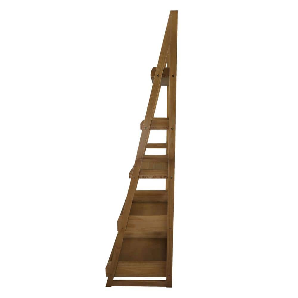 Alpine Gray Solid Wood 5-Shelf Ladder Bookcase