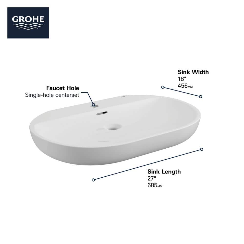 Alpine White Ceramic Oval Wall-Mount Vessel Sink