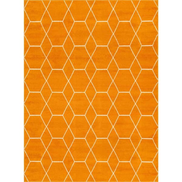 StyleWell Trellis Frieze Orange/Ivory 9 ft. x 12 ft. Geometric Area Rug