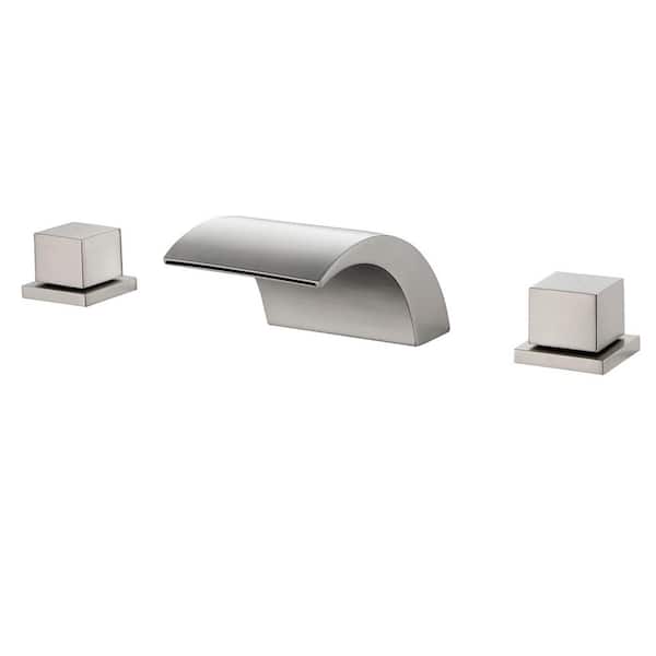 Unbranded 8 in. Widespread 2-Handle Bathroom Faucet with Waterfall in Brushed Nickel