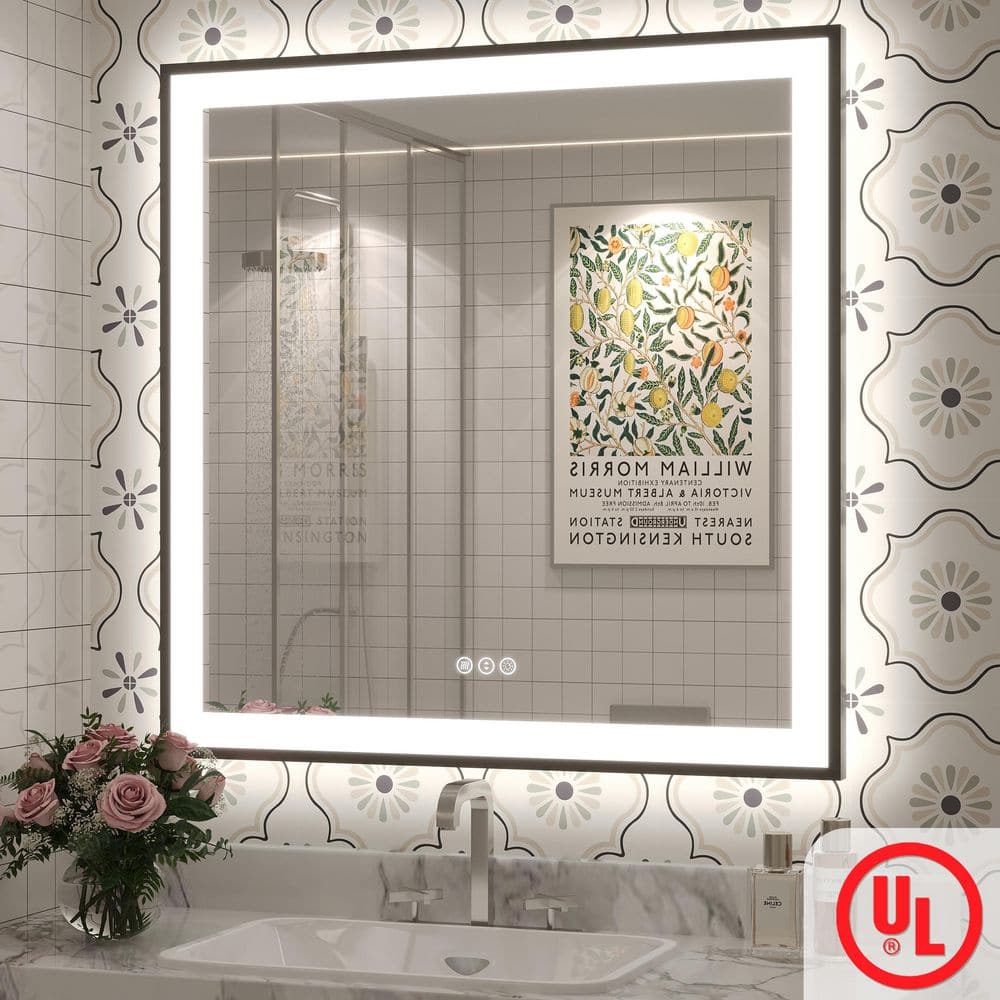 Sharp Mirror Apmir 32in. W x 32in. H Square Framed UL Certified Front and Back LED ...