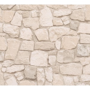 Peelable Morris Beige Natural Stone Wallpaper