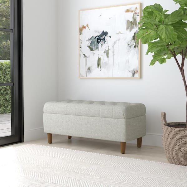 Gray Woven 40 in. Bedroom Bench Tufted with Storage