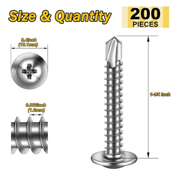 #10 x 1-1/4 in. Stainless Steel Phillips Truss Head Self-Drilling Screws (200-Pack)
