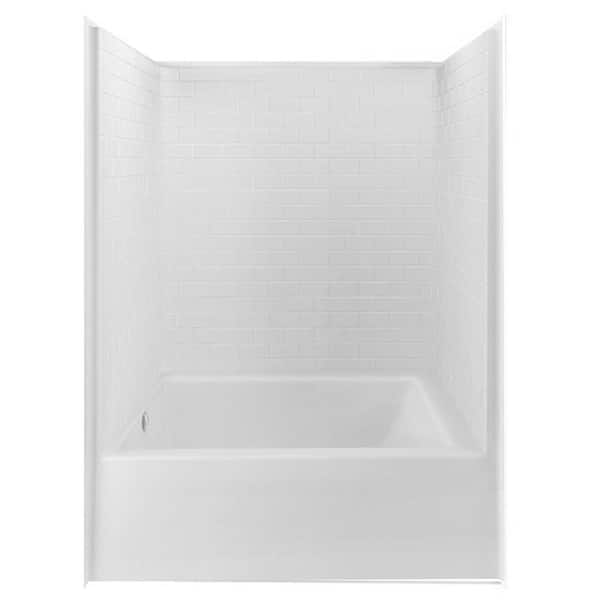 Aquatic Everyday 60 in. x 42 in. x 80 in. 1-Piece Bath and Shower Kit with Left Drain in White