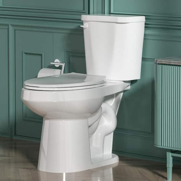 Two-Piece 1.28 GPF Single Flush Elongated Toilet in White Seat Included