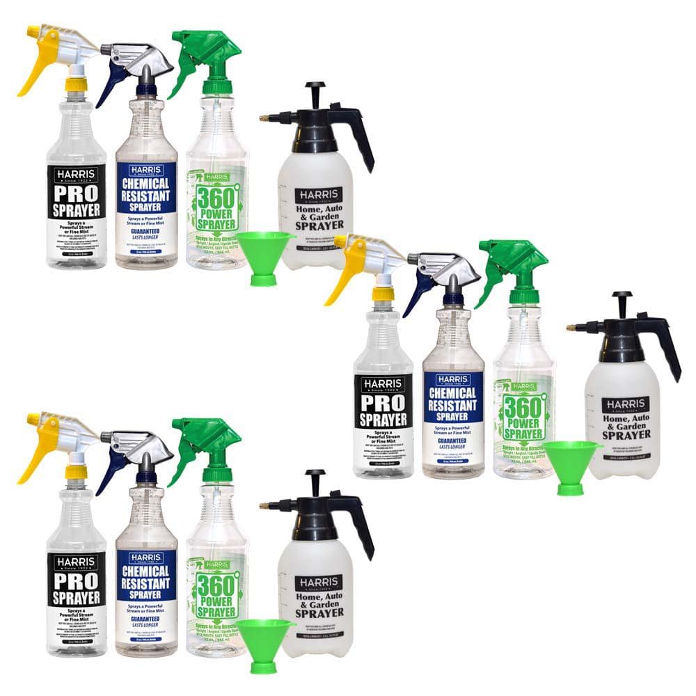 Harris Three 32 oz. and One 55 oz. Professional Spray Bottle Variety Pack Kit (Pack of 4)