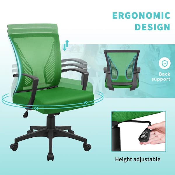 LACOO Office White Mid Back Swivel Lumbar Support Desk, Computer Ergonomic  Mesh Chair with Armrest T-OCNC750WT - The Home Depot