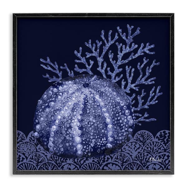 Dark Sea Urchin by Paul Brent Black Framed Coastal Giclee Art Print 24 in. x 24 in.