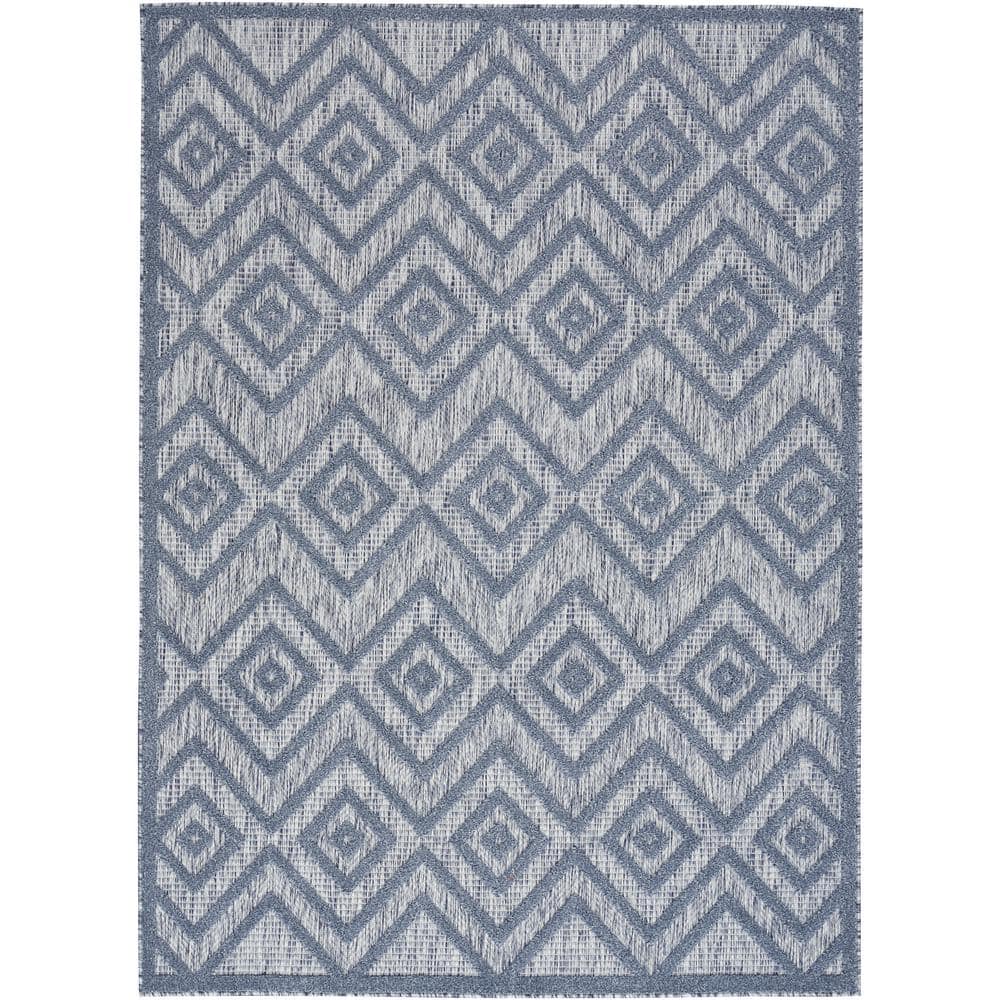 Denim Blue Diamond 5' x 7' Easy-Care Synthetic Rectangular Rug