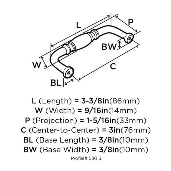 Polished Nickel 3" Center-to-Center Cabinet Drawer Pull