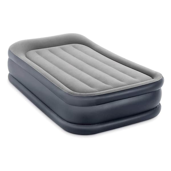 Intex Twin Dura Beam Deluxe Pillow Raised Airbed Mattress with Built in Pump