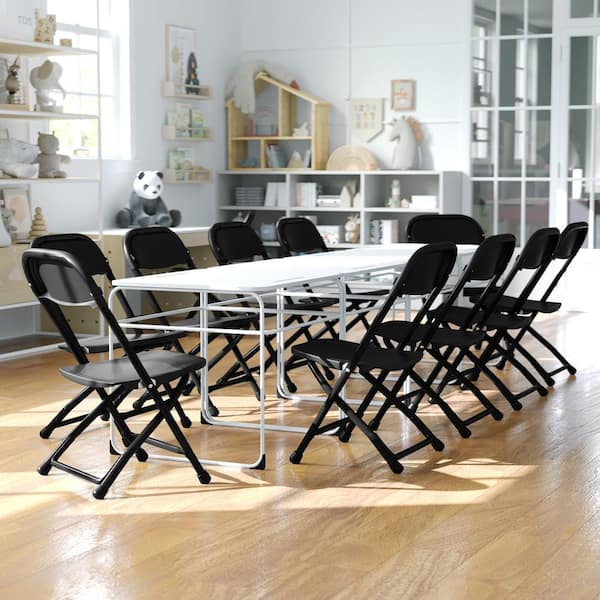 Carnegy Avenue Black Kids Plastic Folding Chairs (Set of 10) CGA-Y