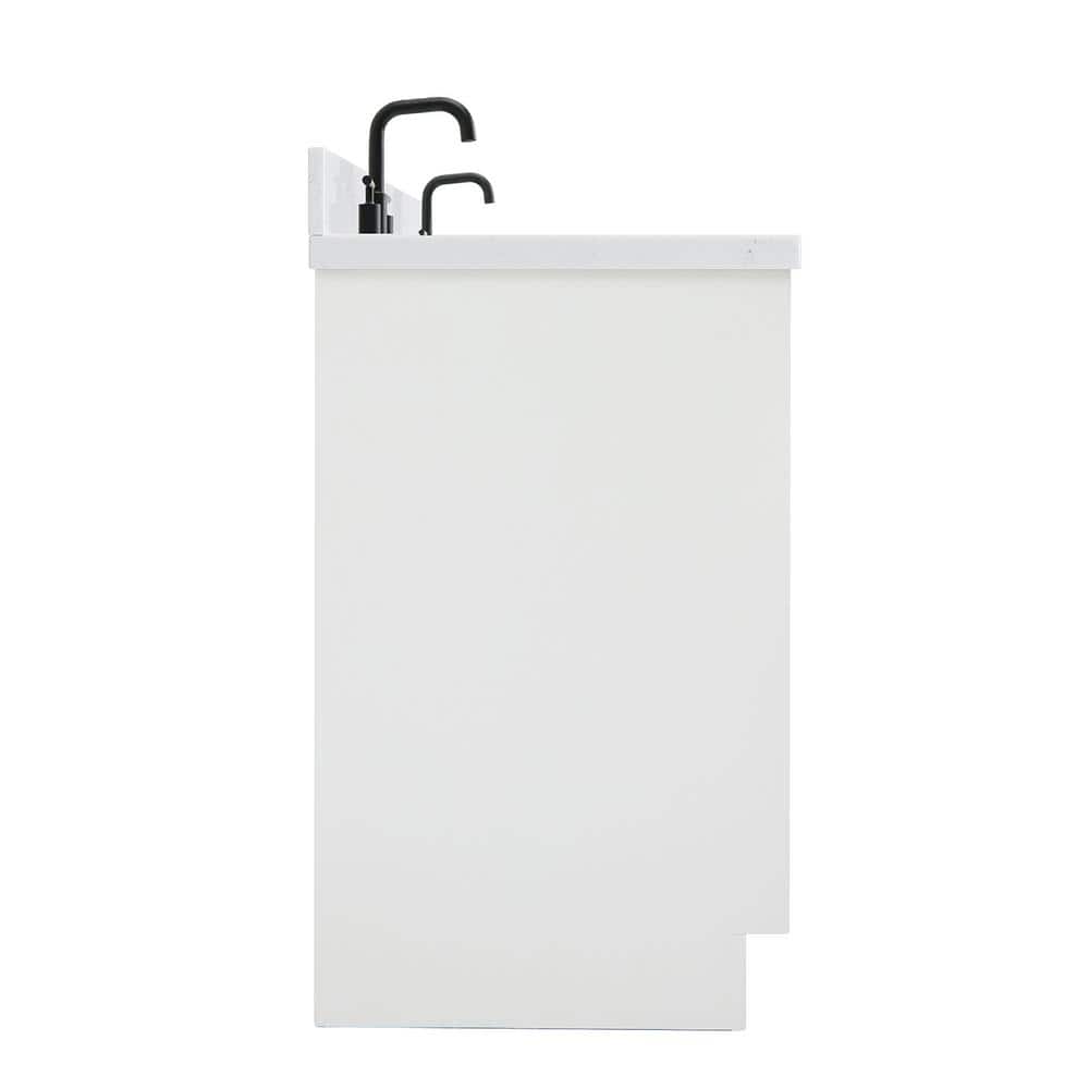 White Solid Wood Double Sink Bathroom Vanity with Carrara Quartz Top