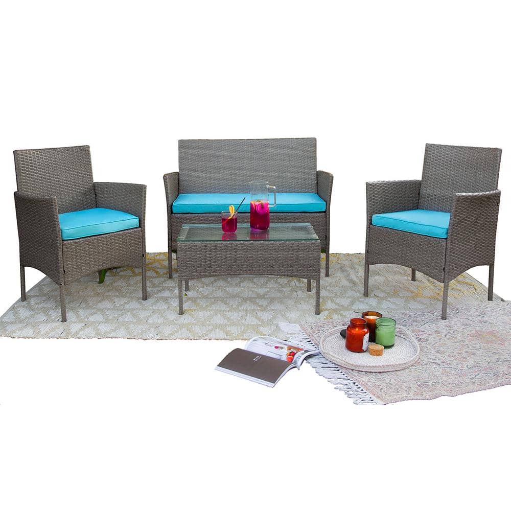 Reviews for Barton 4Piece Wicker Outdoor Patio Set Sofa Chair with