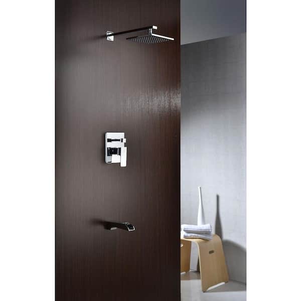 Mezzo Series 1-Handle 1-Spray Tub and Shower Faucet in Polished Chrome (Valve Included)
