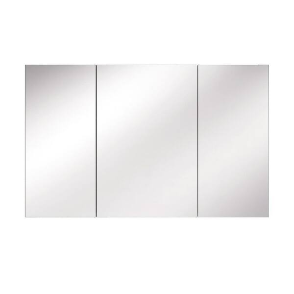 48 in. W x 30 in. H Rectangular Triple Swing Aluminum Medicine Cabinet with Mirror