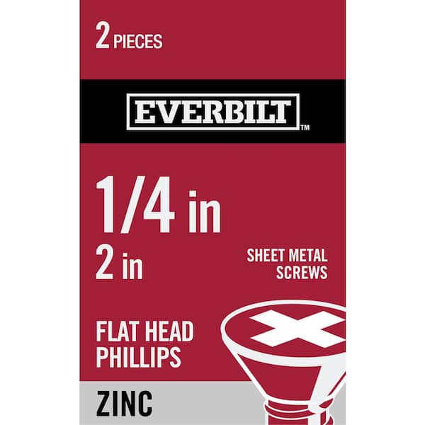 Everbilt 1/4 in. x 2 in. Phillips Flat Head Zinc Plated Sheet Metal Screw (2-Pack)