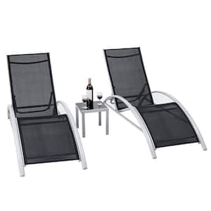 Steel Patio Outdoor Lounge Chairs Reclining Chair Set (3-Piece)