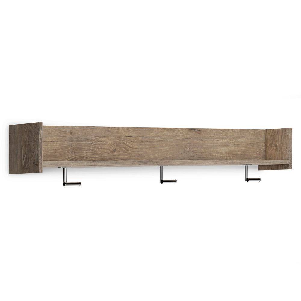 Oliah Brown Wall-Mounted Coat Rack with Shelf - thumbnail 3