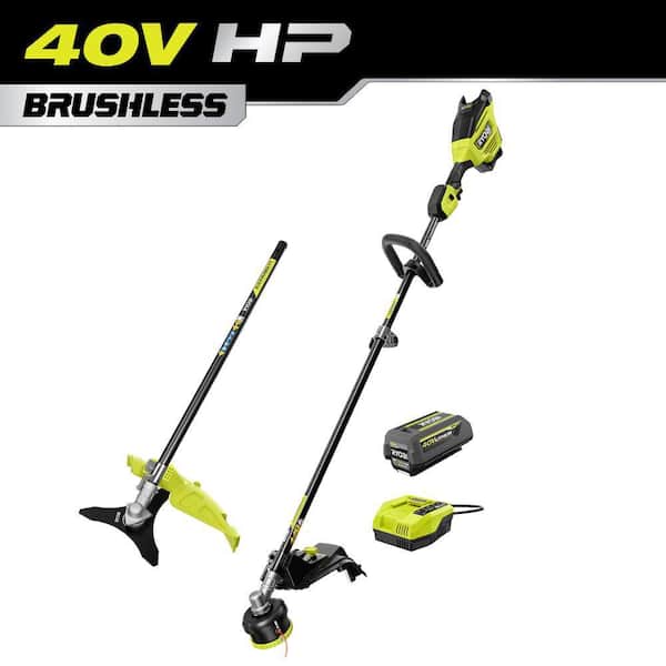 40V HP Brushless Whisper Series 17" Cordless Attachment Capable String Trimmer & Brush-Cutter w/4.0 Ah Battery & Charger