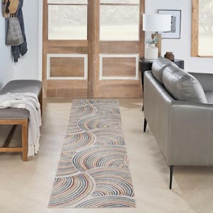 Astra Machine Washable Ivory Multicolor 2 ft. x 6 ft. All-over design Contemporary Runner Area Rug
