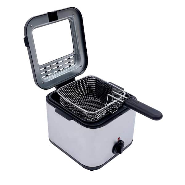 1000W Electric Deep Fryer with Basket, 2.5L Countertop Stainless Steel Fryer with Adjustable Temperature and Viewing Win