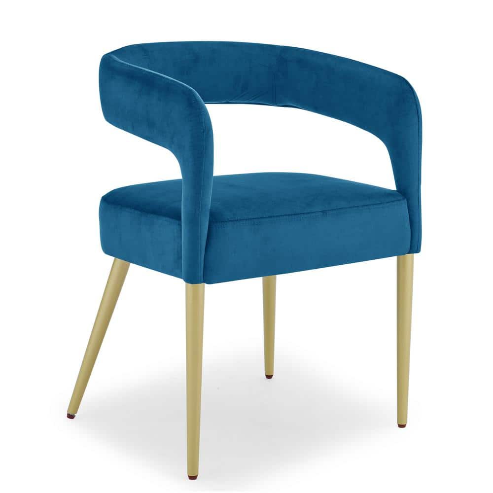 Blue Flannel Arm Chair Barrel Upholstered Single Lounge Chair with Open Bac
