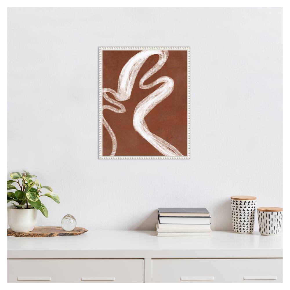 Abstract Beaded Framed Canvas Wall Art in Brown and White