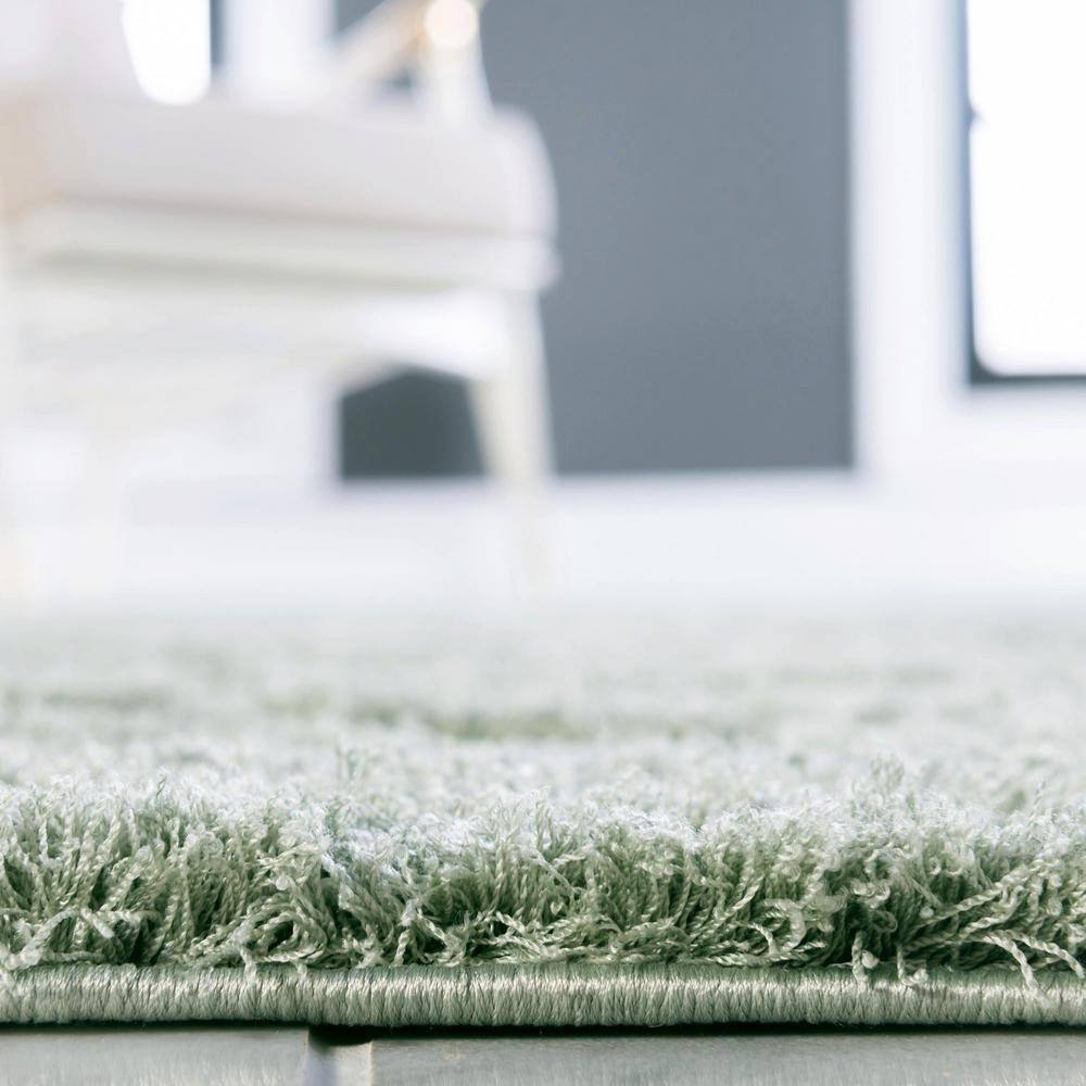 Green Floral Shag Synthetic Rectangular 4' x 6' Area Rug