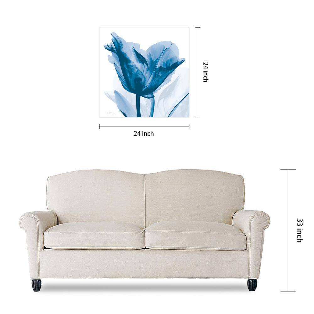 Lusty Blue Tulip 24" Frameless Tempered Glass Wall Art
