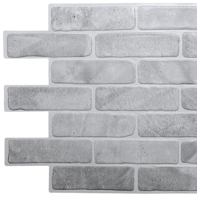 3D Falkirk Retro 1/100 in. x 40 in. x 19 in. Vintage Grey Faux Brick PVC Decorative Wall Paneling (5-Pack)