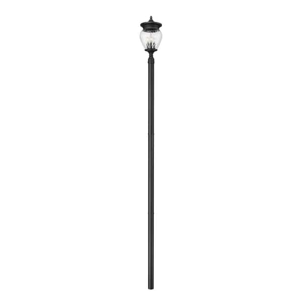 Davina 4-Light Black Aluminum Hardwired Outdoor Marine Grade Post Light Set with no bulbs included
