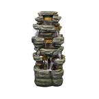 47 in. Tall Indoor/Outdoor Water Fountain Waterfall Simulated Rock with LED