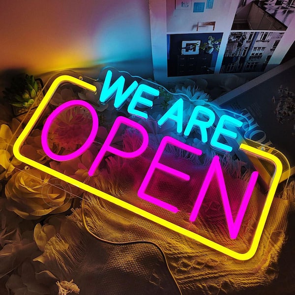 1 Pack Open Series Rectangular Acrylic LED Neon Light Sign USB