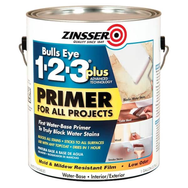 Zinsser Bulls Eye 1-2-3 Plus 1 gal. White Water-Based Interior/Exterior Primer and Sealer (2-Pack)