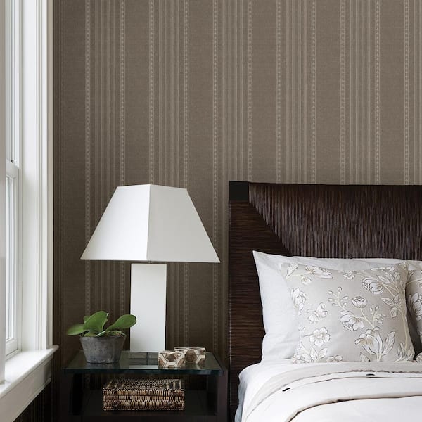 Adria Chocolate Jacquard Stripe Chocolate Wallpaper Sample