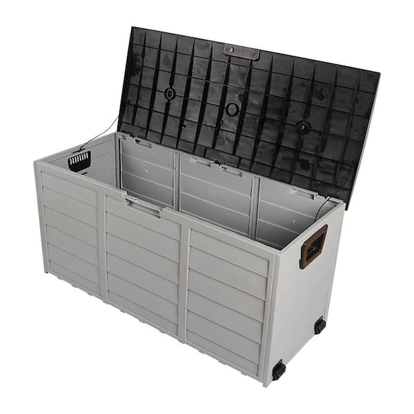 75 Gal. 260L Outdoor Garden Plastic Storage Deck Box Chest Tools Cushions Toys Lockable Seat