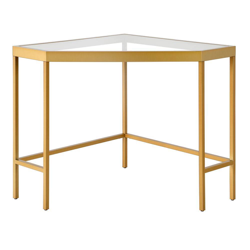 Alexis Minimalist Brass & Glass Corner Desk