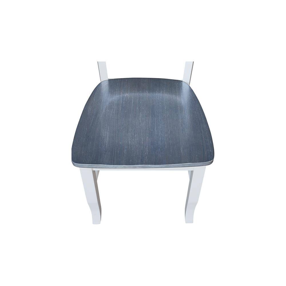 White and Heather Gray High Ladderback Solid Wood Side Chair