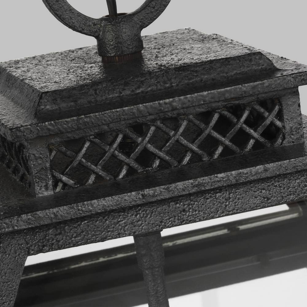 Falmouth Black Glass and Bronze Outdoor Hanging Lantern