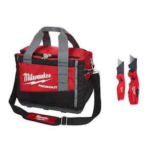 15 in. PACKOUT Tool Bag with FASTBACK 6-In-1 Folding Utility Knife and FASTBACK Compact Folding Utility Knife Set
