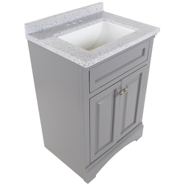 Spa Bathe Calumet 75-in Pepper Gray Undermount Double Sink Bathroom Vanity  with White with Grey Veins Engineered Stone Top in the Bathroom Vanities  with Tops department at