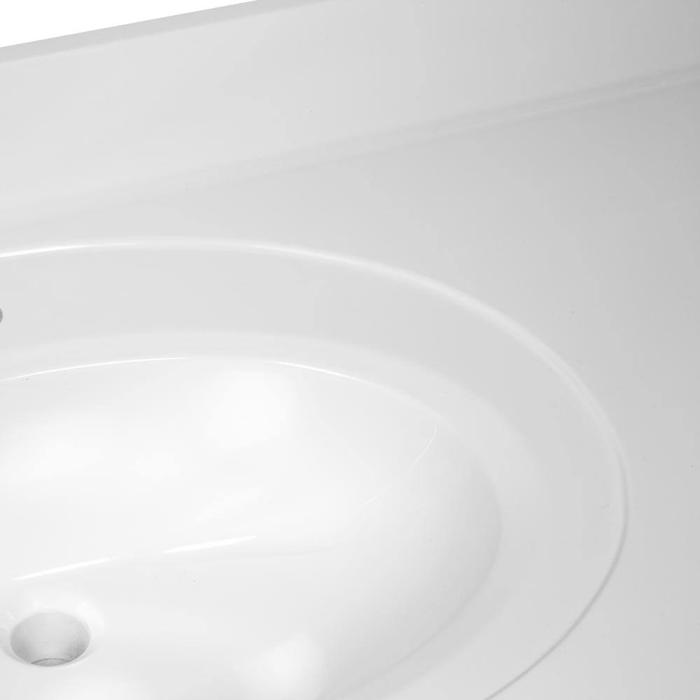61-Inch White Cultured Marble Vanity Top with Backsplash
