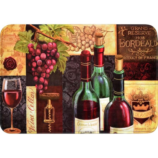 J&V TEXTILES Wine Mat Wine Cellar 30 in. x 20 in. Anti-Fatigue Kitchen Mat