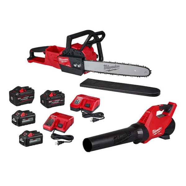 M18 FUEL 120 MPH 500 CFM 18V Brushless Cordless Handheld Blower w/ M18 FUEL 16 in. Chainsaw, (4) Batteries, Charger