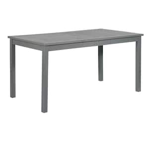 Grey Wash Rectangle Acacia Wood Simple Outdoor Dining Table
