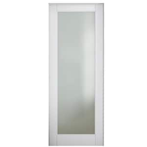 30 in. x 80 in. 1-Lite Frosted Glass Right Handed White Solid Core MDF Prehung Door with Quick Assemble Jamb Kit